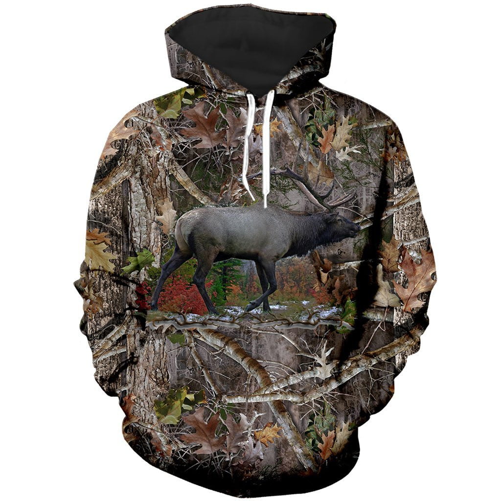 Bull elk  unisex  camo hoodie