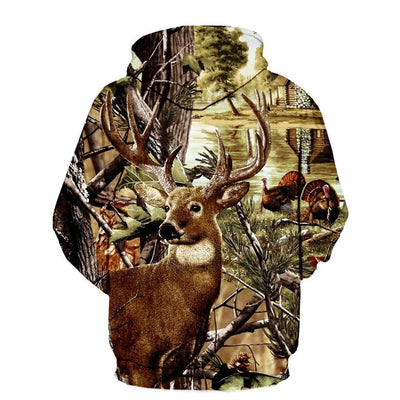 All Over Printed  deer and turkey camo hoodie