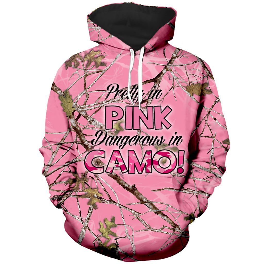 women's PINK CAMO HOODIE pretty in pink dangerous in camo! - Lelex Shop