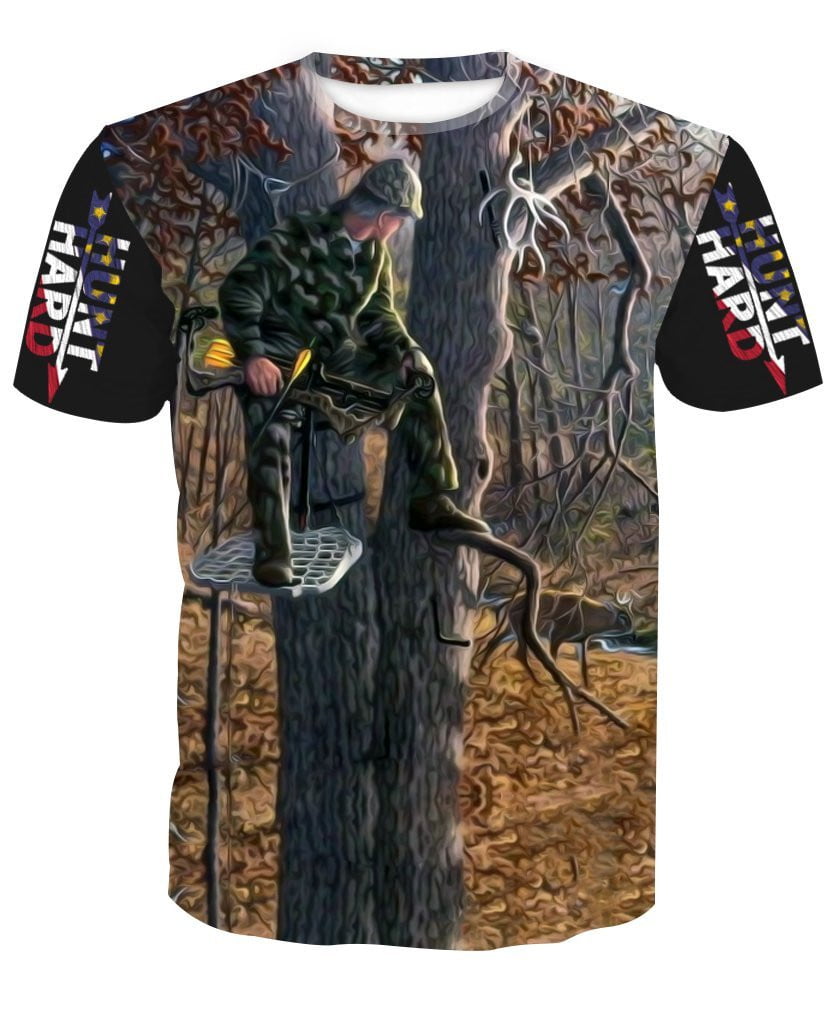 Tree Stand Hunting White Tail Deer Bow Hunter T-Shirt - Lelex Shop